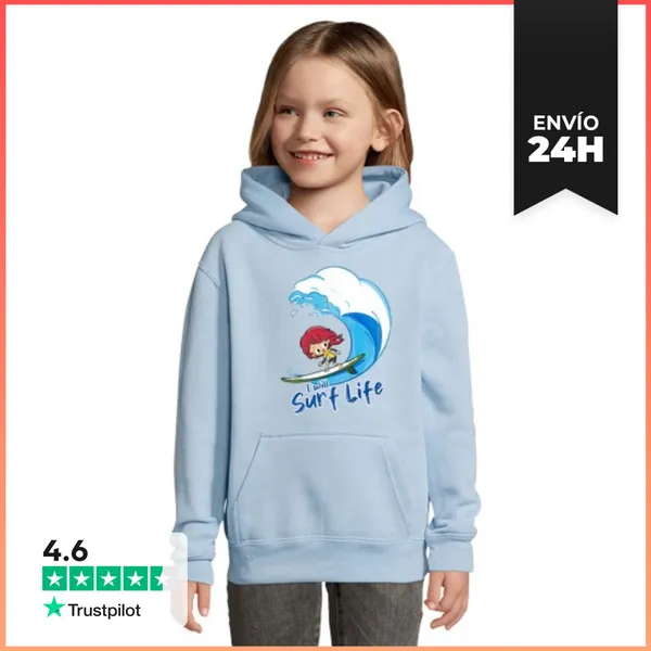 Sudadera Para Niños Con Capucha I Will Surf Life LaTostadora