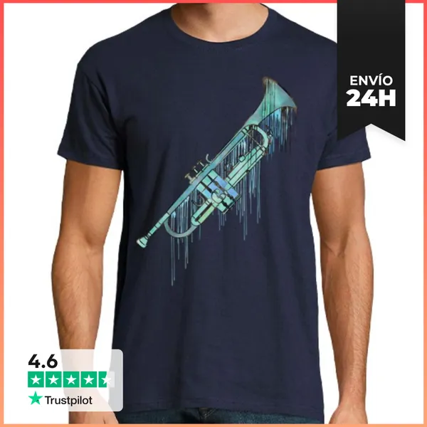 Camiseta Hombre Clásica Acuarela De Trompeta LaTostadora