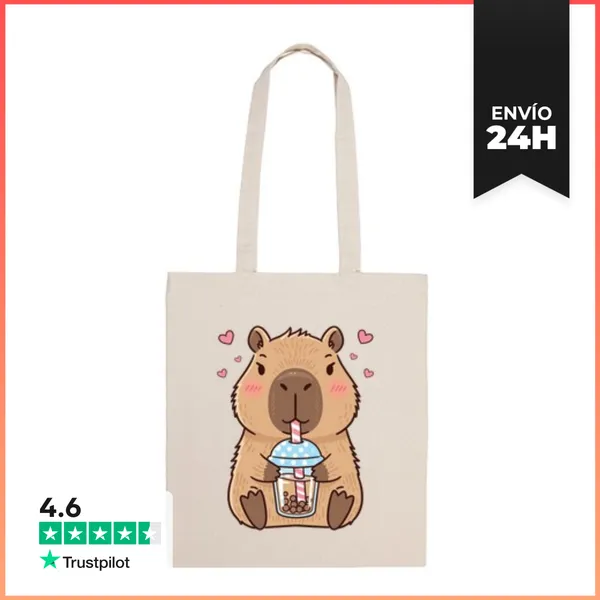 Bolsa De Tela Capibara Kawaii Con Té De Burbujas LaTostadora