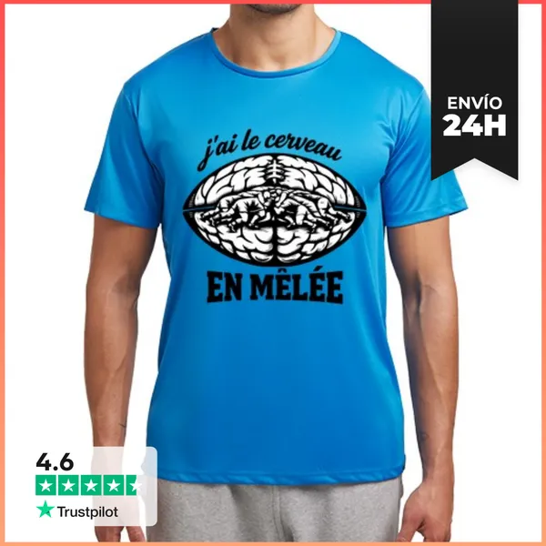 Camiseta Deportiva Hombre Cerebro En Melé - Humor De Rugby