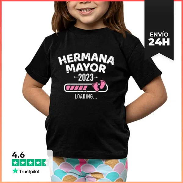Camiseta Clásica Para Niños Hermana Mayor 2023 Cargando