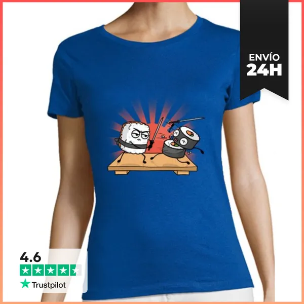Camiseta Mujer Clásica Batalla De Sushi Samurai LaTostadora