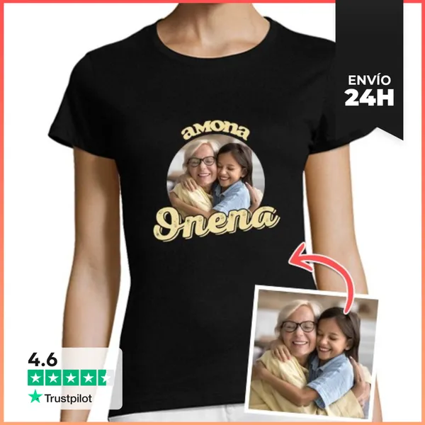 Camiseta Mujer Clásica Camiseta Amona Onena Foto Personalizable