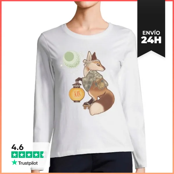 Camiseta Mujer Manga Larga Kitsune LaTostadora