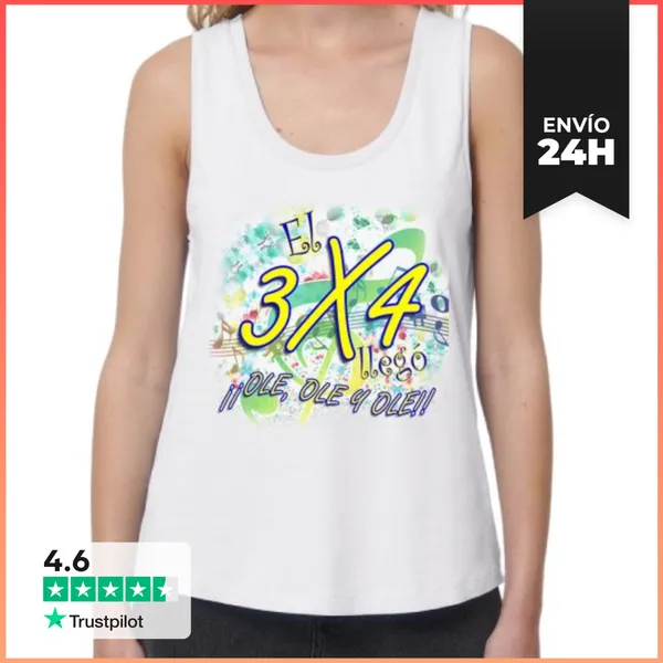 Camiseta Mujer Sin Mangas, Loose Fit Mujer, Sin Mangas, Blanca