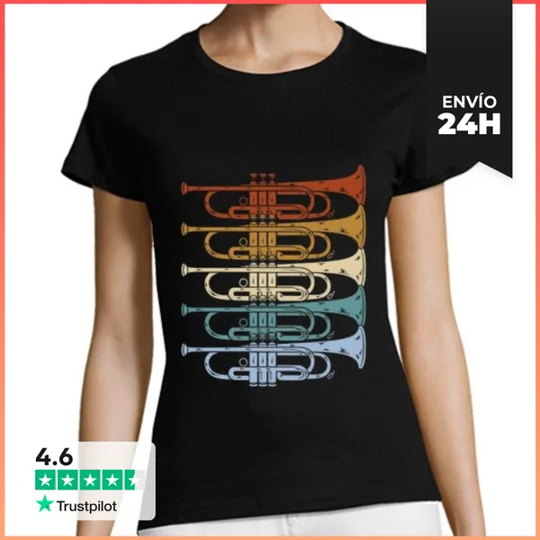 Camiseta Mujer Clásica Trompeta Retro Vintage LaTostadora