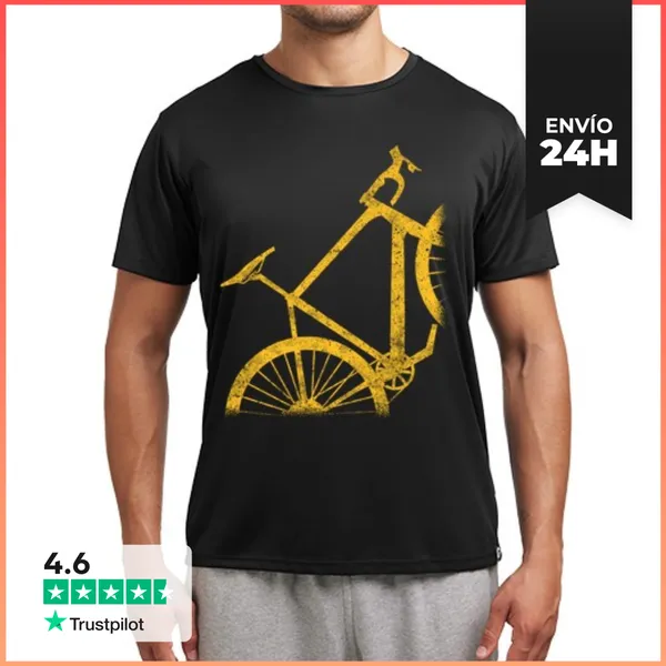 Camiseta Deportiva Hombre Silueta De Bicicleta Retro Vintage