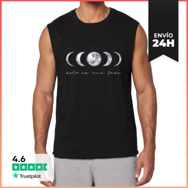 Camiseta Sin Mangas Camiseta Hombre, Sin Mangas, Fases Lunares.