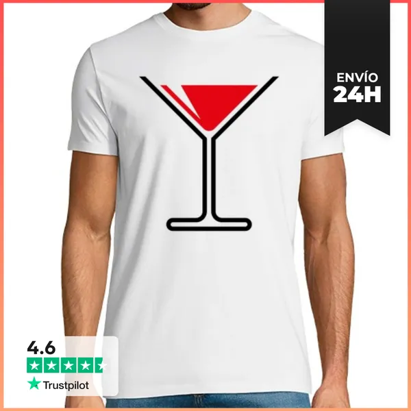 Camiseta Hombre Clásica Copa De Cóctel - Martini - Rojo