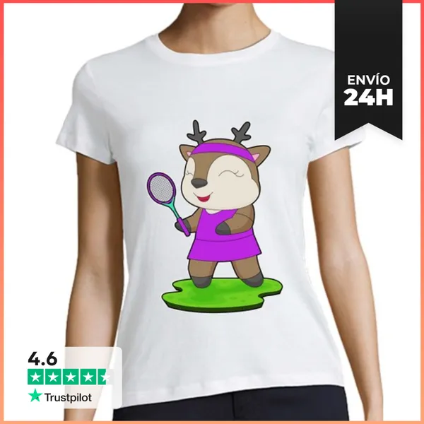 Camiseta Mujer Clásica Raqueta De Tenis De Reno LaTostadora