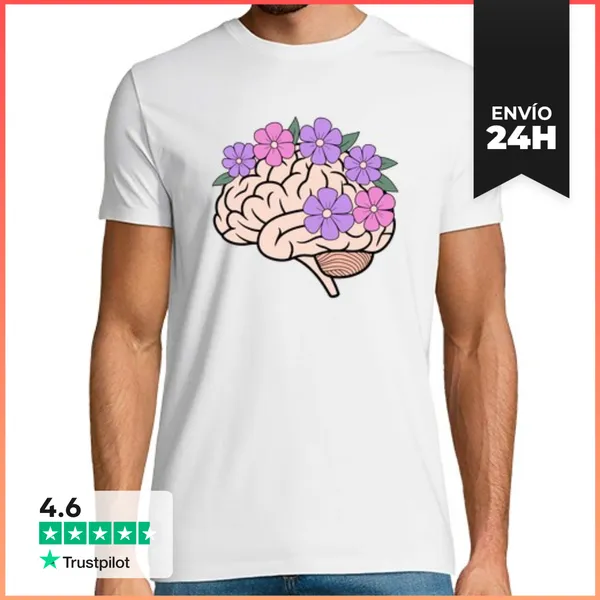Camiseta Hombre Clásica Cerebro Floral LaTostadora