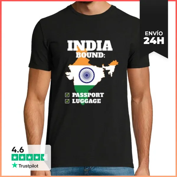 Camiseta Hombre Clásica Bandera India De Viaje Por El País Con