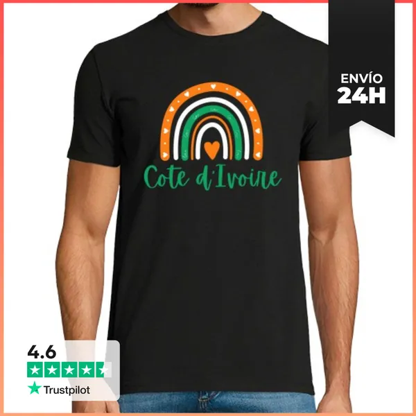 Camiseta Hombre Clásica Costa De Marfil Bohemia Arcoíris