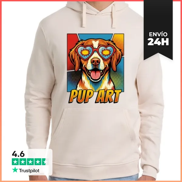 Sudadera Unisex Con Capucha Perro Retro De Pop Art Brittany