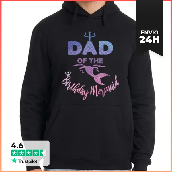 Sudadera Unisex Con Capucha Papá De La Sirena De Cumpleaños