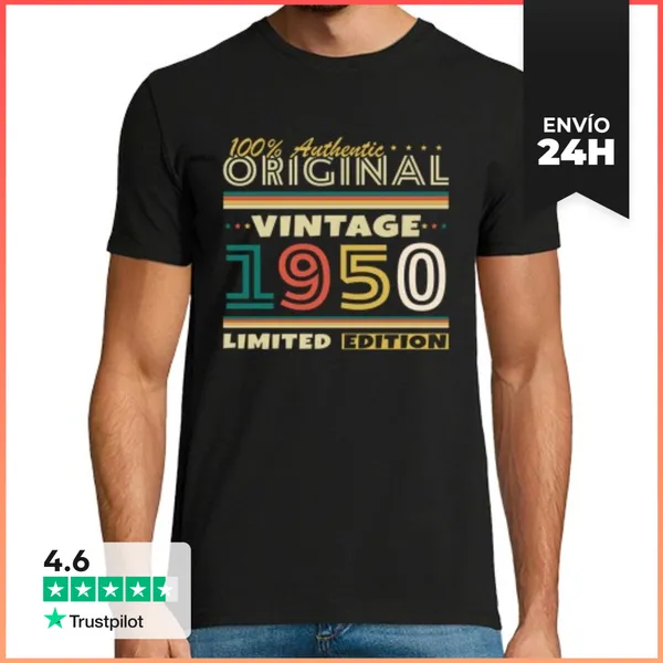 Camiseta Hombre Clásica 1950 Vintage Retro Cumpleaños Regalo