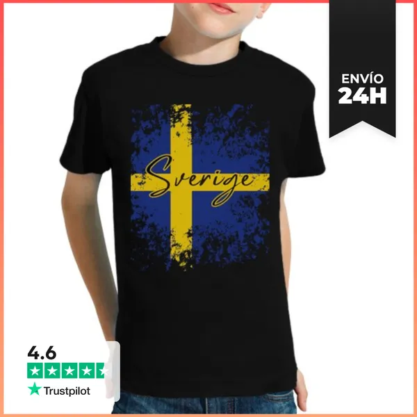 Camiseta Clásica Para Niños Suecia Bandera, Amo Suecia