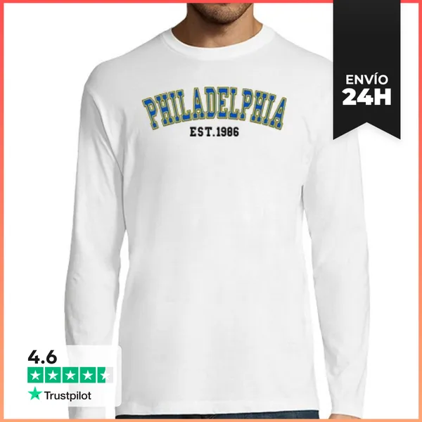 Camiseta Hombre Manga Larga Filadelfia Est 1986 LaTostadora