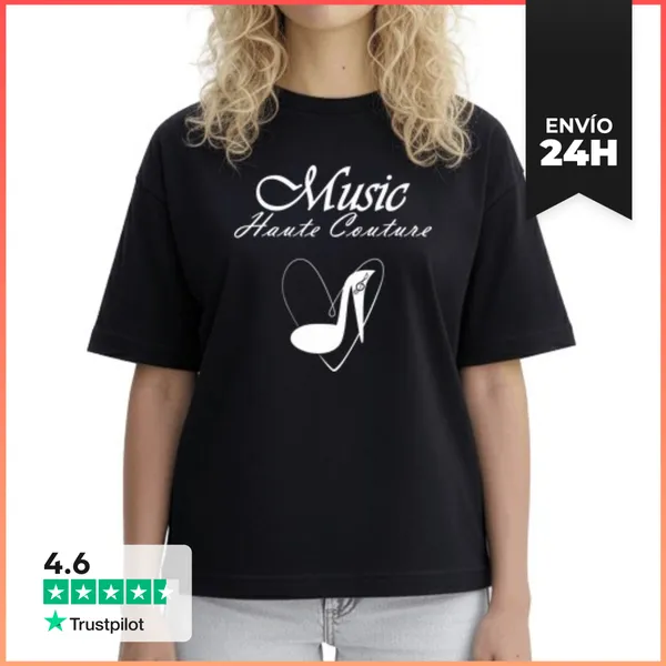 Camiseta Mujer Boxy Música De Alta Costura Blanco Diseño 19