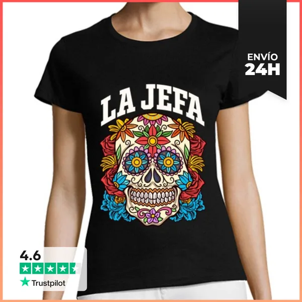 Camiseta Mujer Clásica La Jefa Calavera Día De Los Muertos