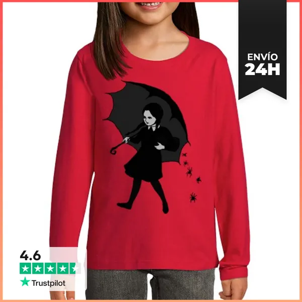 Camiseta Manga Larga Para Niños Niña Asustadiza LaTostadora