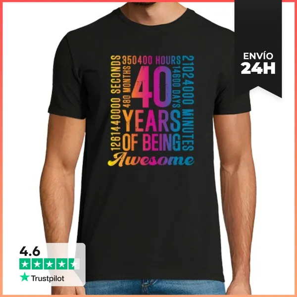 Camiseta Hombre Clásica 40 Years Of Being Awesome LaTostadora