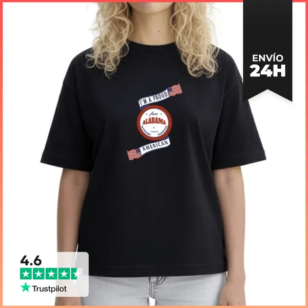 Camiseta Mujer Boxy Insignia Del Estado De Alabama Orgulloso