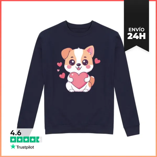 Sudadera Unisex Perro Kawaii Con Corazón LaTostadora