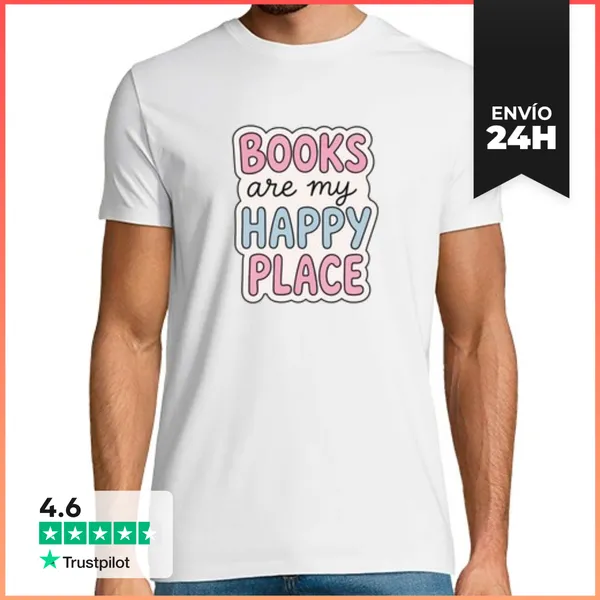 Camiseta Hombre Clásica Los Libros De Pegatinas Son Mi Lugar