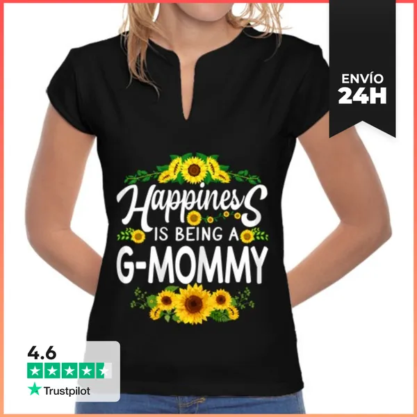 Camiseta Mujer Cuello Mao La Felicidad Es Ser Una Camiseta De
