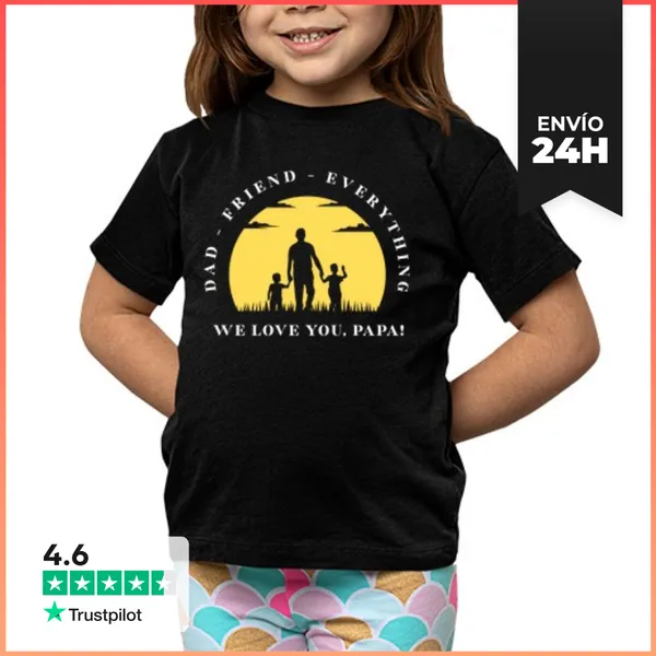 Camiseta Clásica Para Niños Te Queremos Papá Silueta Atardecer -