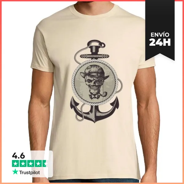 Camiseta Hombre Clásica Calavera Marinera Chico LaTostadora