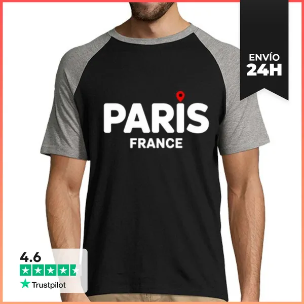 Camiseta Hombre, Estilo Béisbol Viaje A París Francia Torre