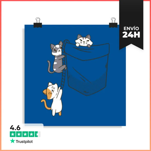 Póster Cuadrado Póster Para Habitación Infantil Gatos Divertidos