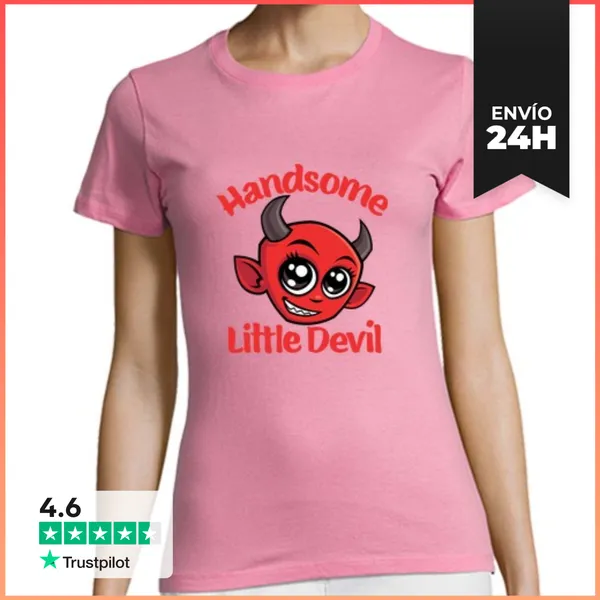 Camiseta Mujer Clásica Lindo Diablillo Bebé Caricatura