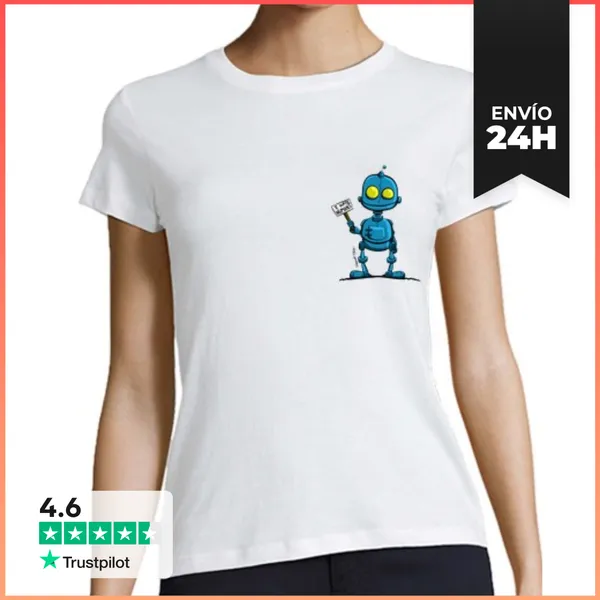 Camiseta Mujer Clásica Robot Azul LaTostadora