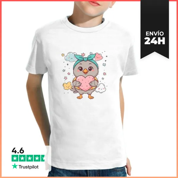 Camiseta Clásica Para Niños Paloma Cartoon Mod.3 LaTostadora