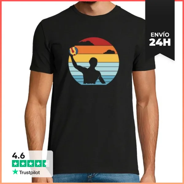Camiseta Hombre Clásica Waterpolo Jugador Retro Juego Equipo Gol