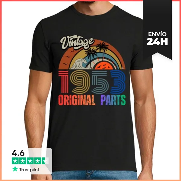 Camiseta Hombre Clásica Vintage 1953 Original Parts Retro Beach