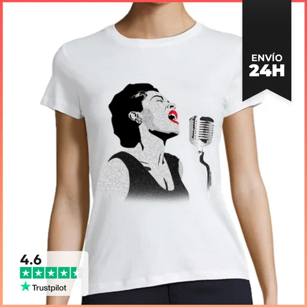 Camiseta Mujer Clásica Billie Holiday 2 LaTostadora