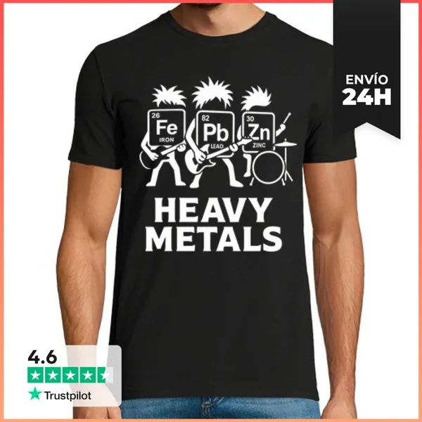 Camiseta Hombre Clásica Heavy Metals Símbolos Químicos Metales