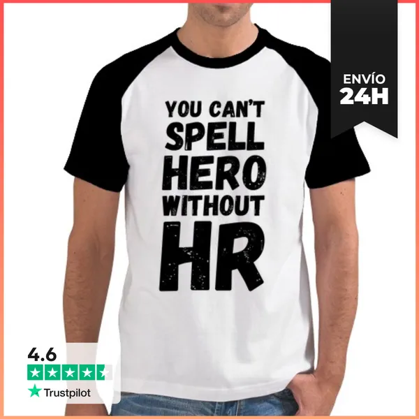 Camiseta Hombre, Estilo Béisbol No Se Puede Escribir Héroe Sin La