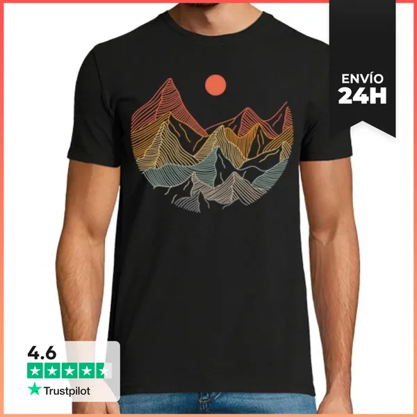 Camiseta Hombre Clásica MONTAÑAS RETRO PUESTA DE SOL LaTostadora