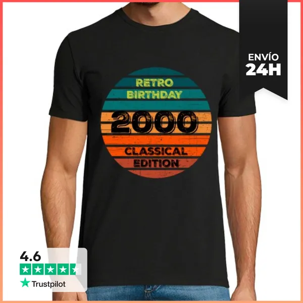 Camiseta Hombre Clásica Hombre, Manga Corta, Negra, Calidad Extra