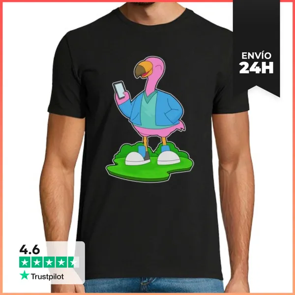 Camiseta Hombre Clásica Teléfono Móvil Flamenco LaTostadora