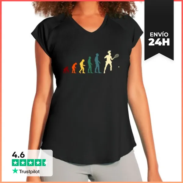 Camiseta Deportiva Mujer Evolución Tenis Mujer Graciosas Humor