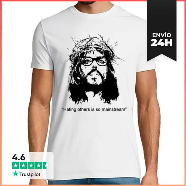 Camiseta Hombre Clásica Jesucristo Hipster - Hating Others Is So