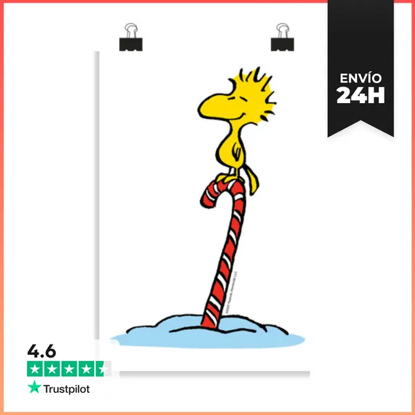 Póster Vertical Woodstock Bastón De Caramelo Navidad LaTostadora