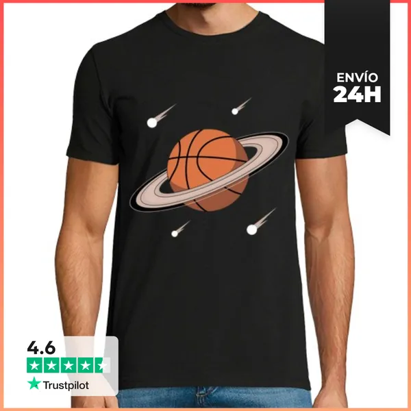 Camiseta Hombre Clásica Divertido Diseño De Baloncesto Con Astr