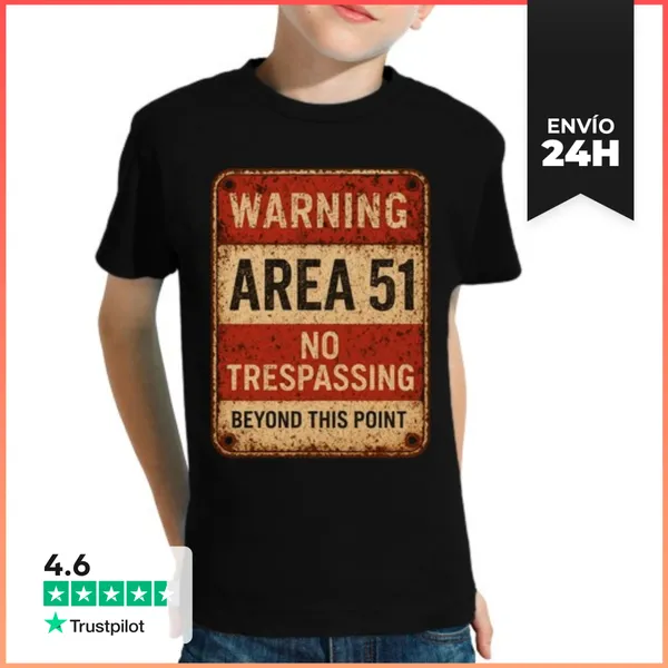 Camiseta Clásica Para Niños Warning Area 51 No Trespassing Alien